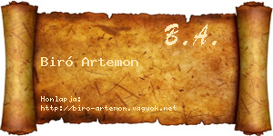 Biró Artemon névjegykártya