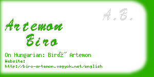 artemon biro business card